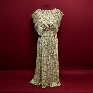 Molly Bracken Maxi Dress NWT Boho Ruffle Sleeve Open Back Leaf Print